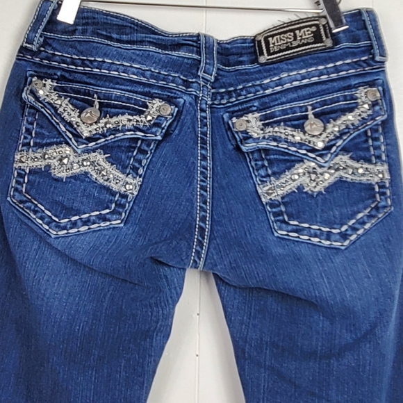 Miss Me JE107252R rhinestone embroidered skinny jeans size 28 - Picture 4 of 14
